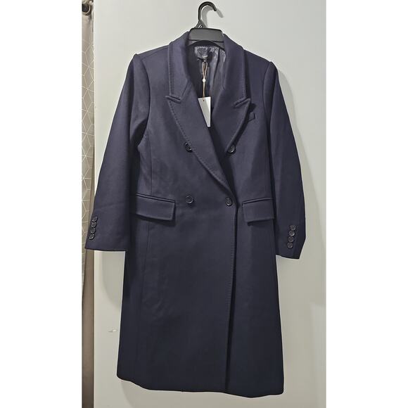 NWT Quince Italian Wool Double Breasted Coat Womens Medium Navy MSRP 190 - Picture 5 of 12